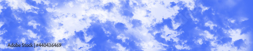 Vibrant color panoramic sky with cloud on a sunny day. Beautiful cirrus cloud. Panorama high resolution photograph
