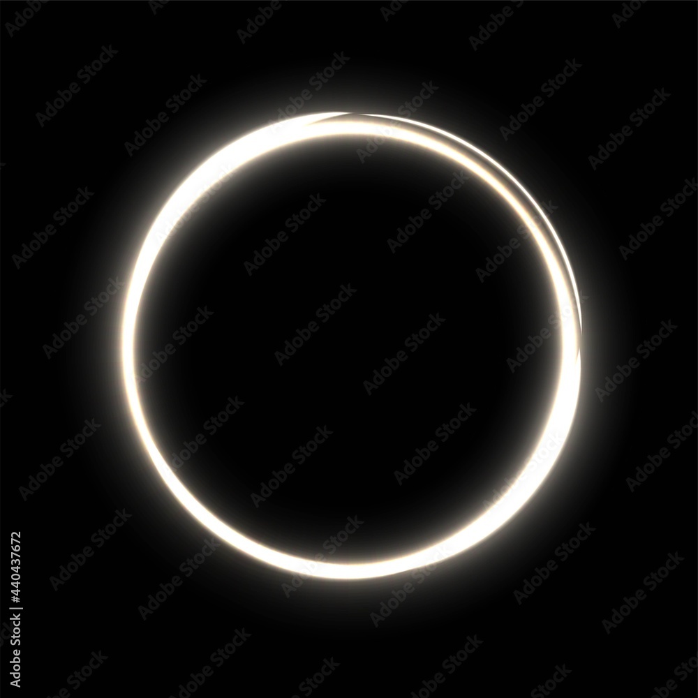 White circle with stars and light on black background. Round electric frame with sparkles. Geometric fashion design vector illustration. Empty minimal ring, abstract art decoration White circle with stars and light on black background. Round electric frame with sparkles. Geometric fashion design vector illustration. Empty minimal ring, abstract art decoration