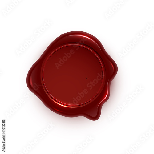 Red wax seal isolated on white background. Vintage postage stamp. Vector design element.