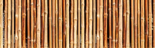 Panorama of Brown old Bamboo fence texture and background seamless