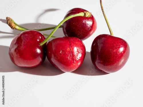 Cherries on a white background.