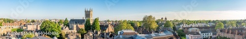 Cambridge city aerial panorama overlooking tower of great St. Mary s church. England