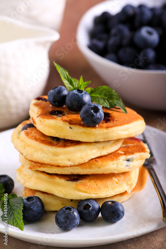 Stack of blueberry pancakes