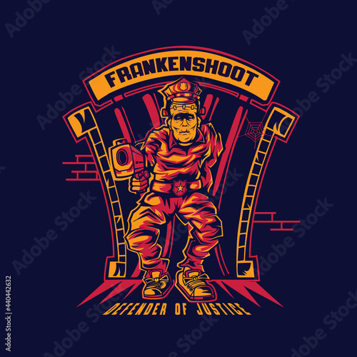 Frankenstein Police With Gun In the Front of Cell