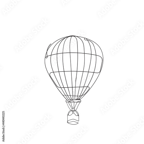 hand drawn doodle air balloon illustration in continuous line art style