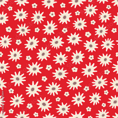 Vector daisy flowers seamless pattern. Floral background for fashion graphics, textile, wrapping paper.