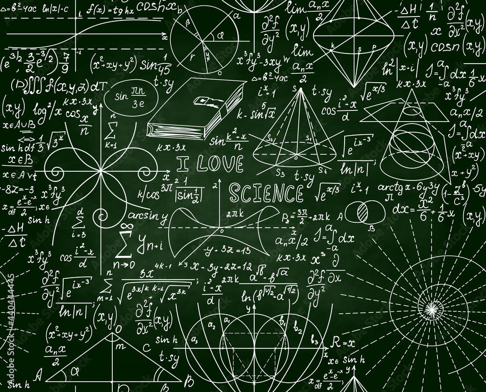 Educational school vector seamless pattern with math formulas, handwritten on the green chalkboard
Educational school vector seamless pattern with math formulas, handwritten on the green chalkboard