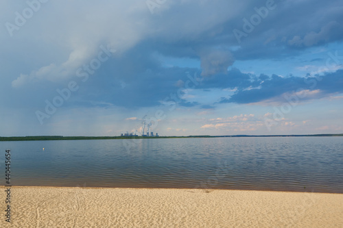 Blick über den Bärwalder see zum Kraftwerk Boxberg photo