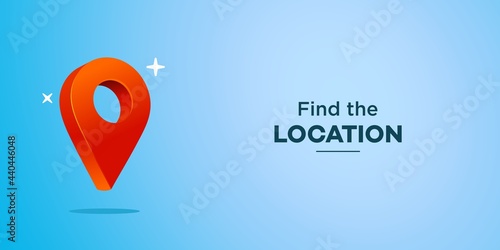Pin location vector 3d, web banner with map location icon symbol with blank copy space in realistic Illustration