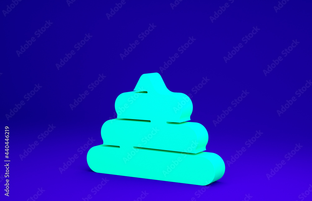 Green Shit icon isolated on blue background. Minimalism concept. 3d illustration 3D render Green Shit icon isolated on blue background. Minimalism concept. 3d illustration 3D render
