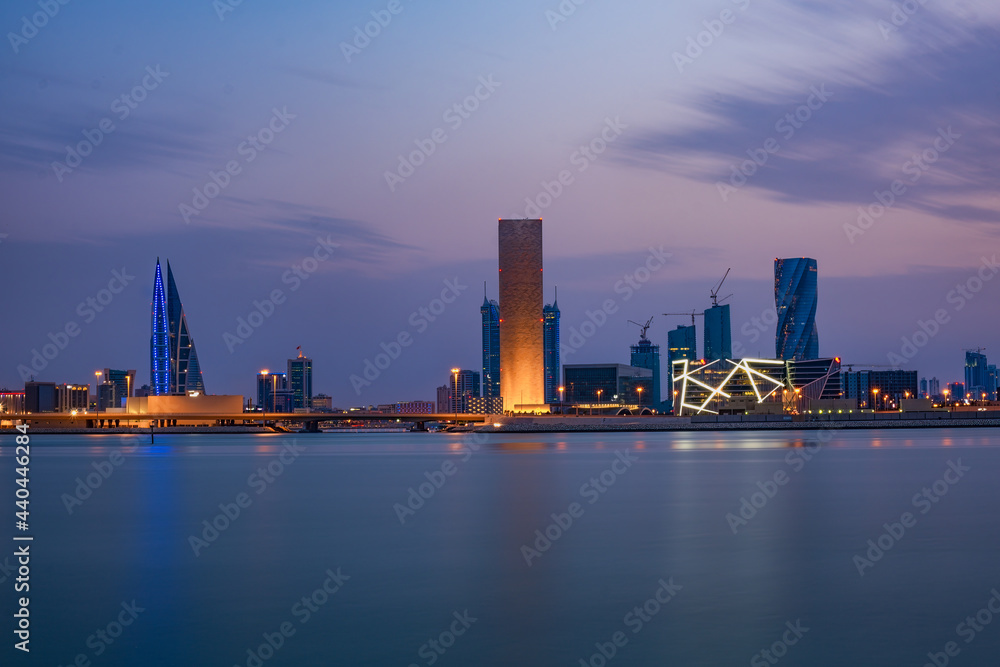 city skyline at dusk