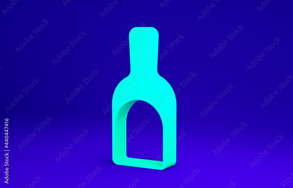 Green Dustpan icon isolated on blue background. Cleaning scoop services. Minimalism concept. 3d illustration 3D render Green Dustpan icon isolated on blue background. Cleaning scoop services. Minimalism concept. 3d illustration 3D render