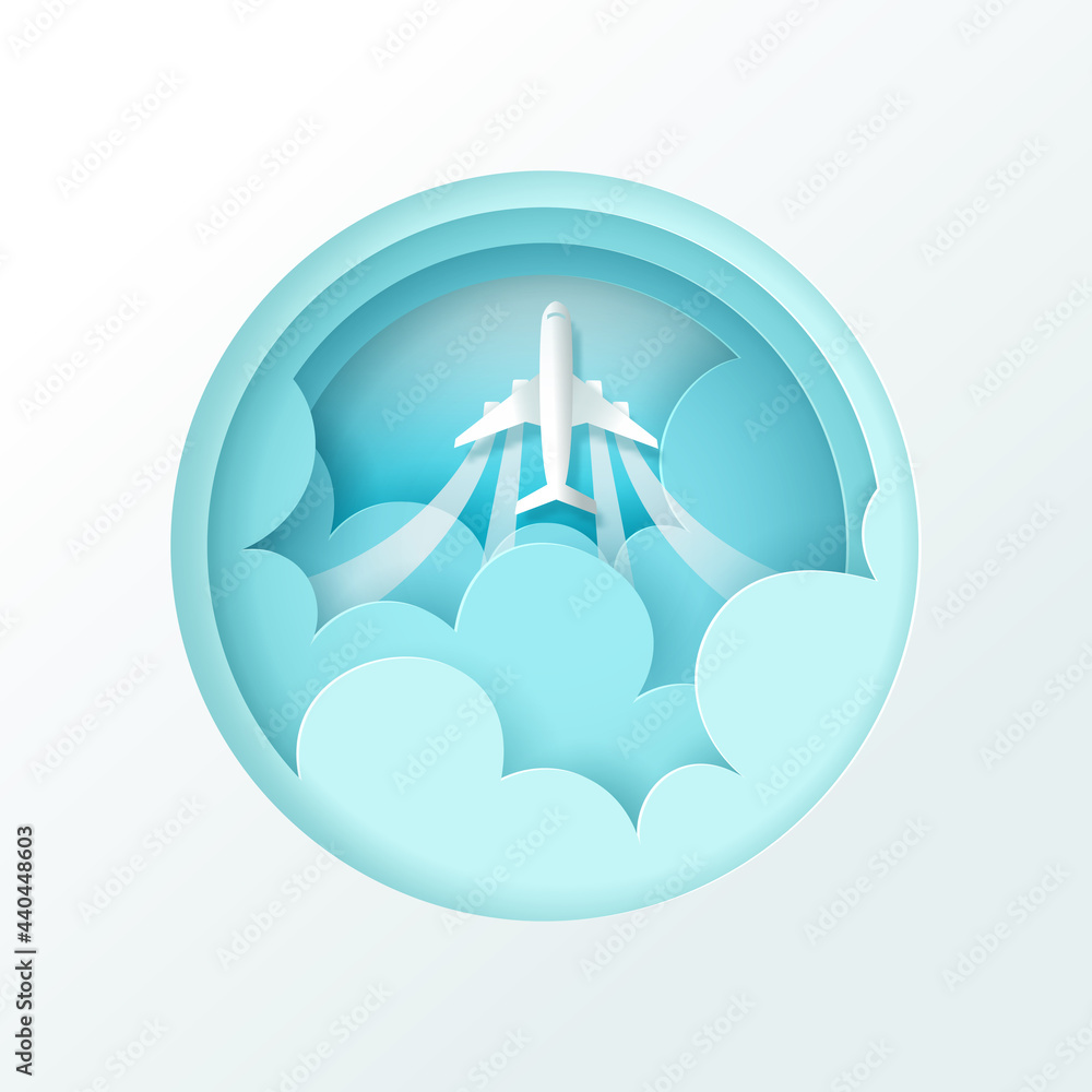 Naklejka premium Vector digital craft of Travel banner, Time to travel concept.