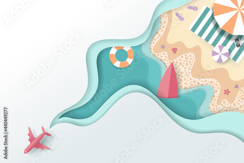 Vector digital craft of Travel banner, Time to travel concept.