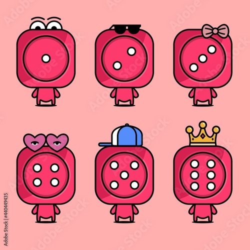 Cartoon characters of red dice cubes. Casino dice vector illustration