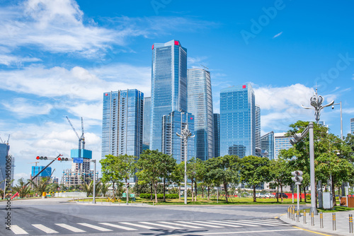 CBD building and road surface in Qianhai  Shenzhen  China