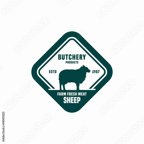 butchery sheep logo emblem design template vector