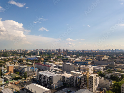 Industrial area in Kiev. Aerial drone view.