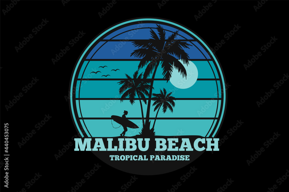 malibu beach silhouette design Stock Vector | Adobe Stock