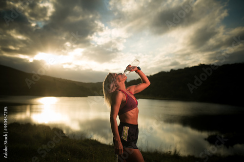 disabled woman relaxing outdoors in protective mask