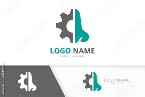 Vector nose and gear logo combination. ENT clinic, otolaryngology logotype design template.