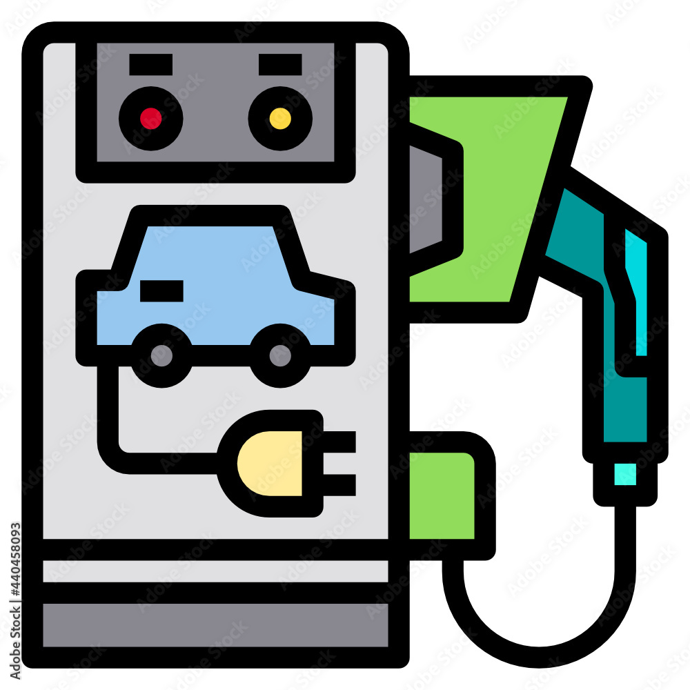 electric car charger line icon electric car charger line icon