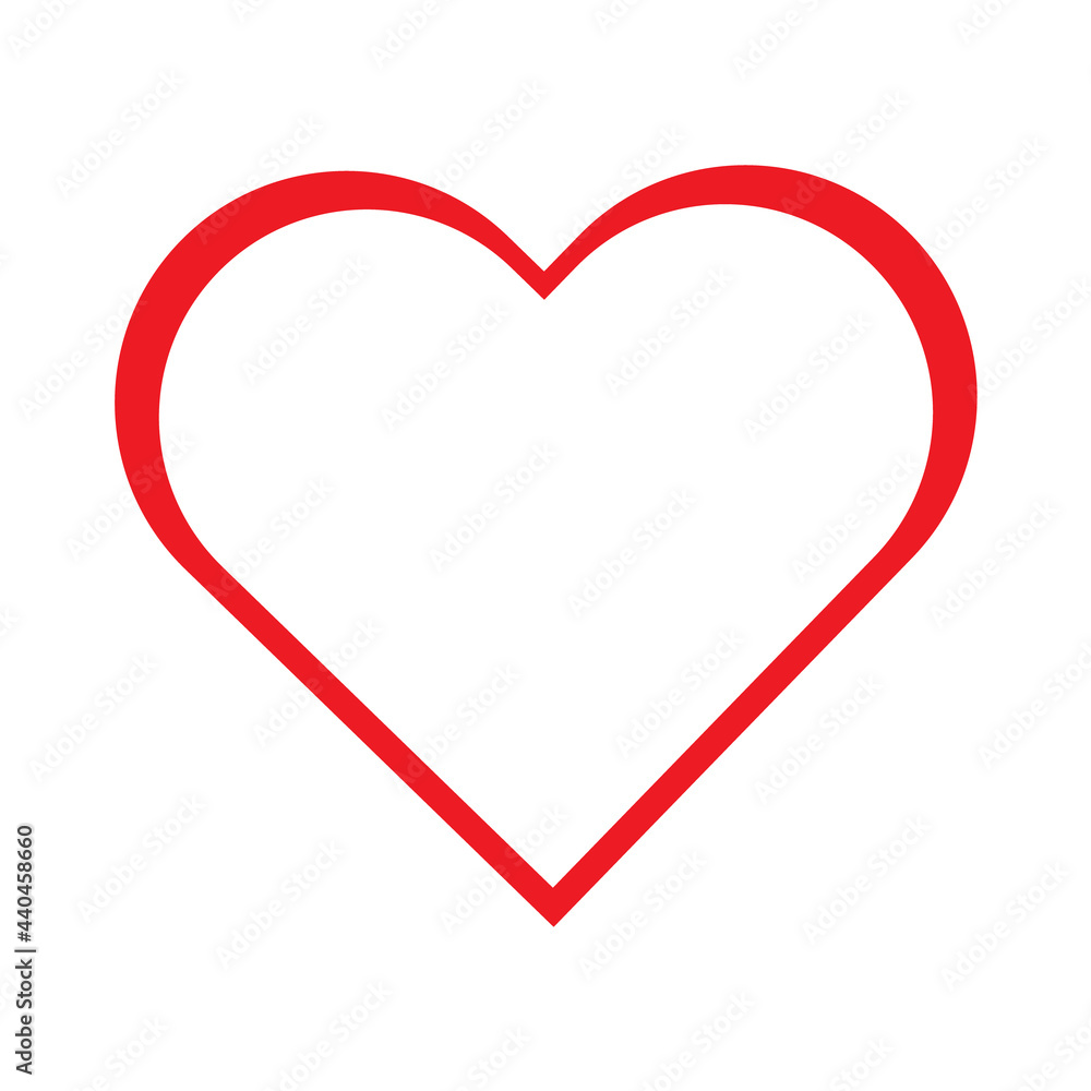 red heart icon symbol flat on white vector background