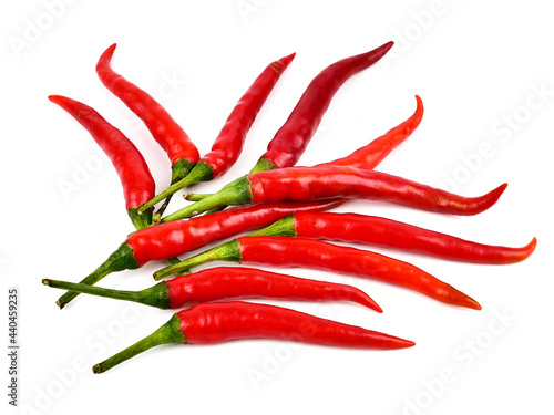 red chilli pepper isolated on white background, Food ingredients that give a spicy taste.