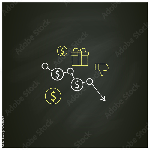 Runaway inflation chalk icon. Rapid inflation, impossible to reduce. Hyperinflation.Economic downturn. Universal basic income concept.Isolated vector illustration on chalkboard