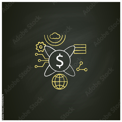 Tokenization technologies chalk icon.Software prevents credit card theft information. Protection bank accounts. Digital transformation concept.Isolated vector illustration on chalkboard