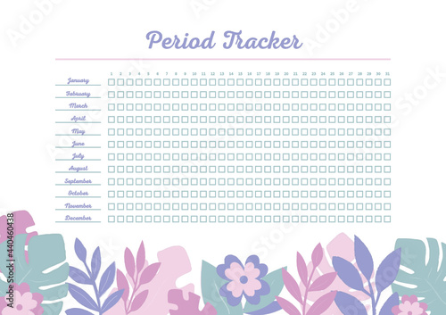 Woman vector menstruation period calendar blank. 