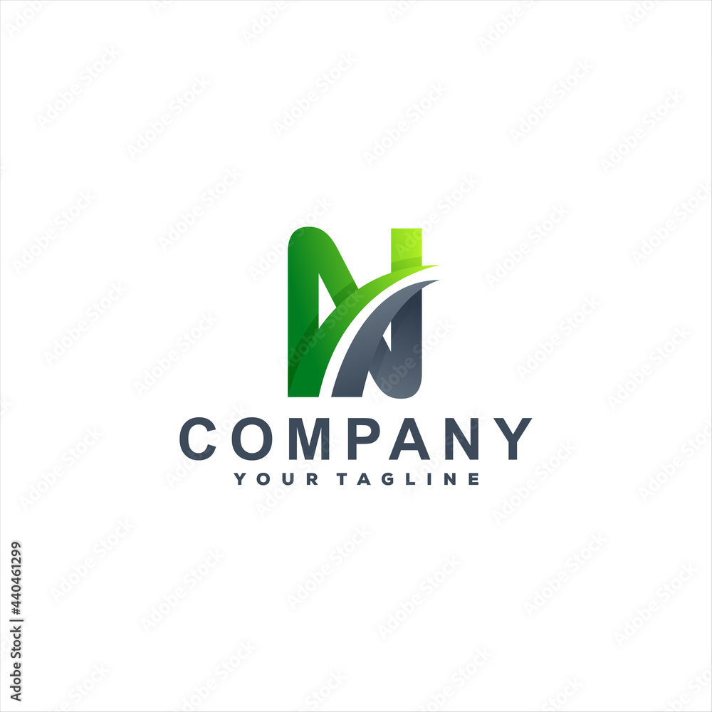 letter n gradient logo design
