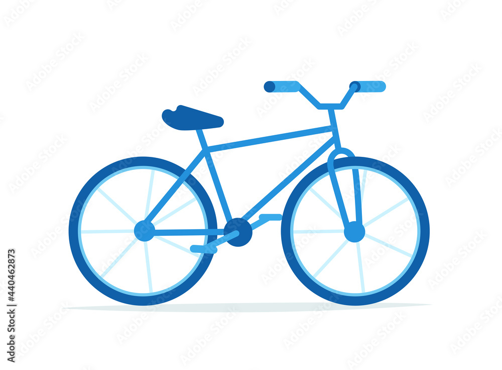 Bicycle. Vector illustration. Blue color simple icon with details.