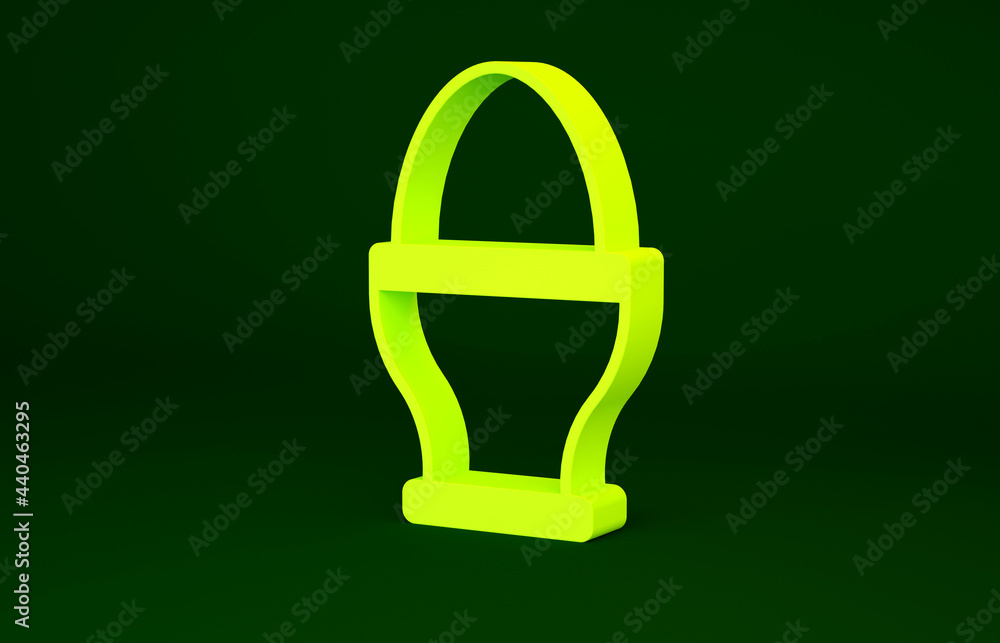 Yellow Chicken egg on a stand icon isolated on green background. Minimalism concept. 3d illustration 3D render Yellow Chicken egg on a stand icon isolated on green background. Minimalism concept. 3d illustration 3D render