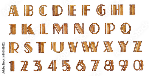 Alphabet ABC vintage Art Deco personal your exclusive special fonts watercolor vector