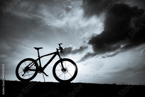 A black and white photo of a mountain bike for your project background.