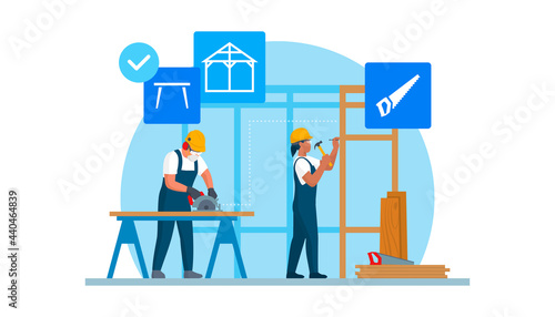 Professional carpenters at work