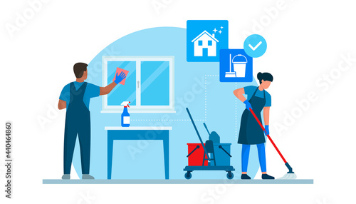Professional cleaning service at work