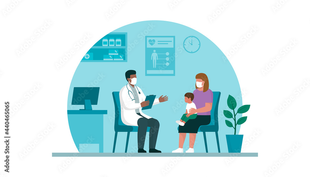 Doctor visiting a baby in his office