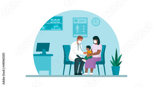 Doctor visiting a baby in his office