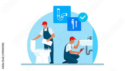 Professional plumbers at work
