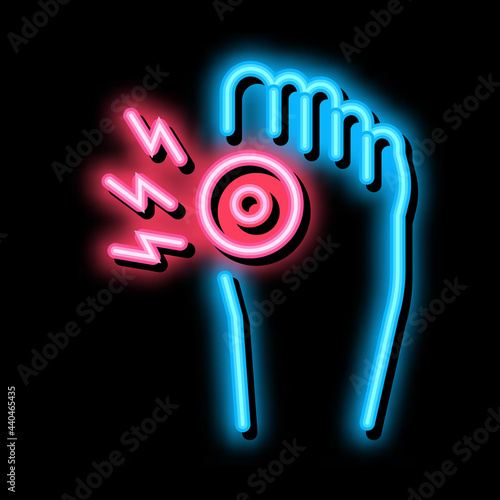 arthritis of bone on foot neon light sign vector. Glowing bright icon arthritis of bone on foot sign. transparent symbol illustration