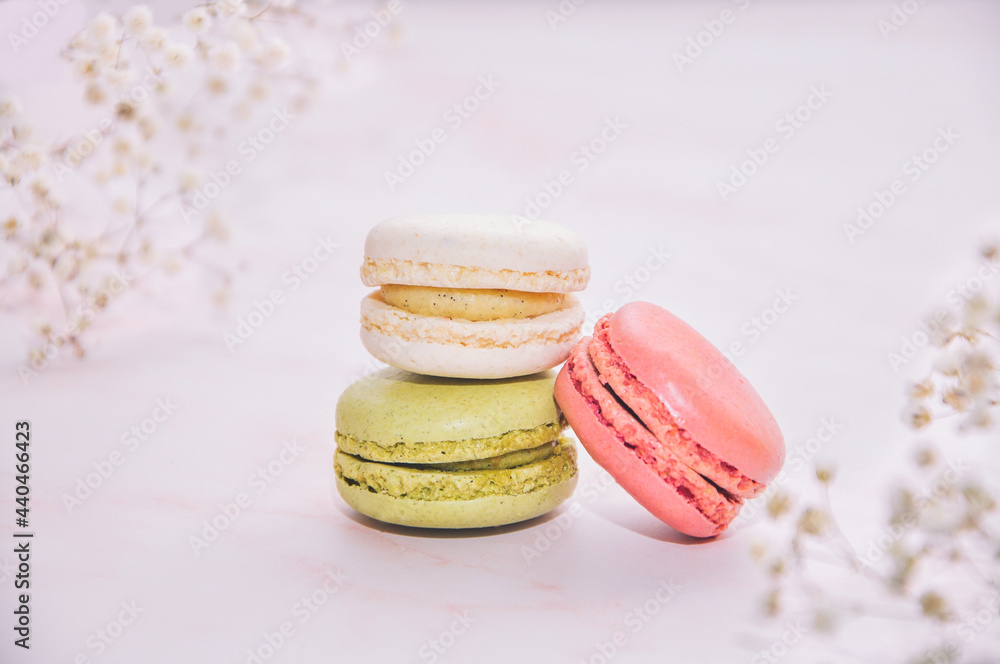 Colorful macaroons on light background Colorful macaroons on light background