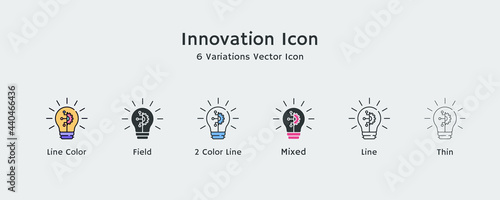 Innovation, process, Idea, science, technology icon, Vector Design With Line, Mixed, Thin, Field, Colorful, Outline Style