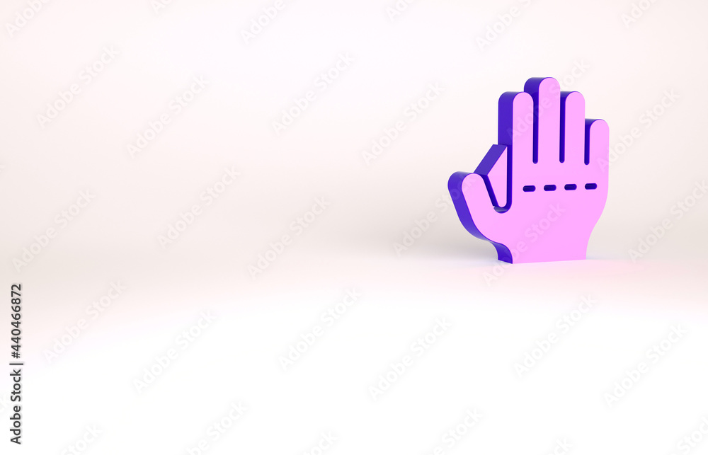 Obraz premium Purple Baseball glove icon isolated on white background. Minimalism concept. 3d illustration 3D render