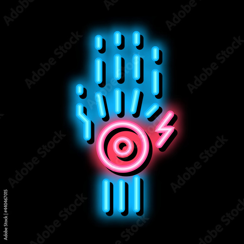 arthritis of wrist neon light sign vector. Glowing bright icon arthritis of wrist sign. transparent symbol illustration