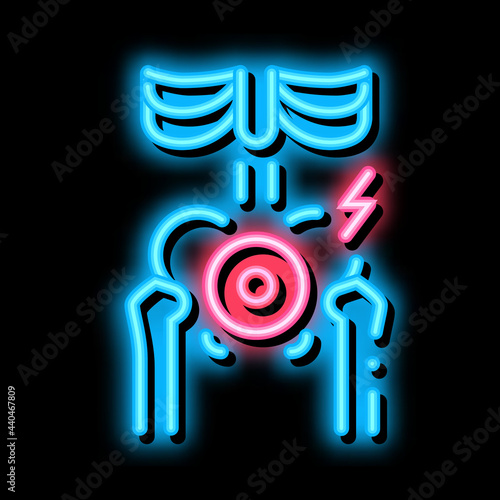 hip arthritis neon light sign vector. Glowing bright icon hip arthritis sign. transparent symbol illustration