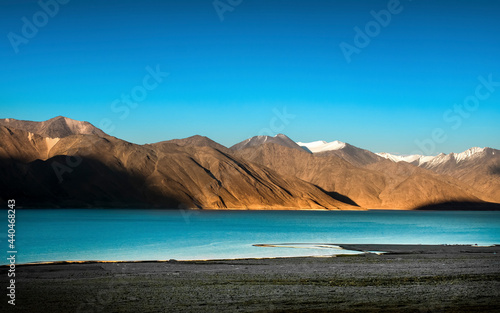 Pangong lake and mountains, Ladakh  photo
