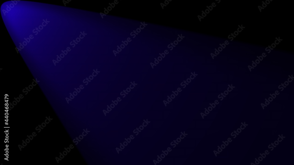 Empty brick wall with blue neon spotlight with copy space. Lighting effect blue color glow on brick wall background. Royalty high-quality free stock photo of lights blank background for texture