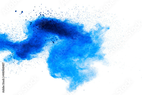 Freeze motion of blue powder splash.